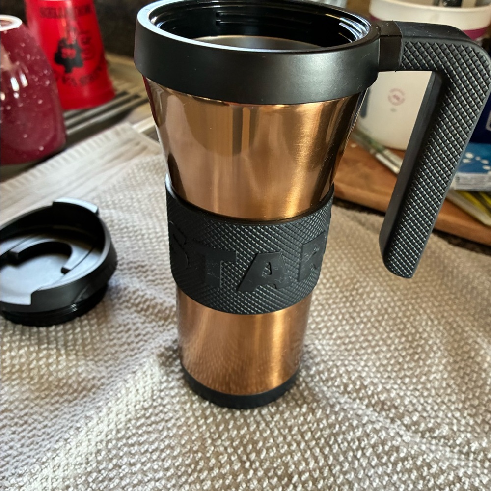 Starbucks Copper Travel Mug with Black Handle and Grip - Picture 3 of 7